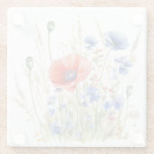 Populationen & Cornblumen: Rustikale Wiesenfarbe Glasuntersetzer (Rückseite)