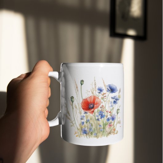 Populationen & Cornblumen: Rustikale Wiesenfarbe Kaffeetasse