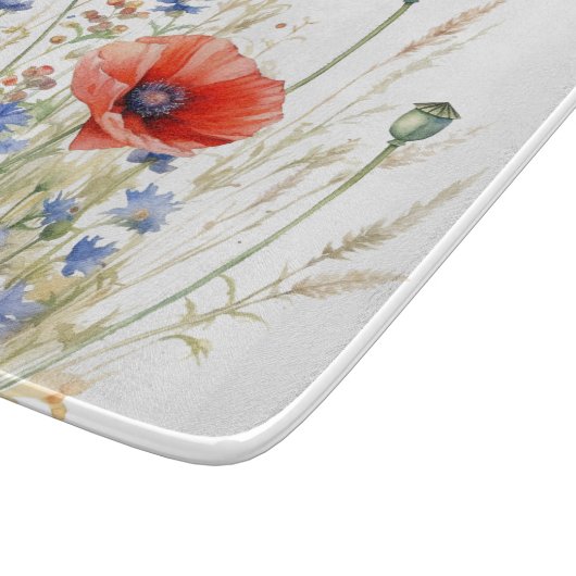 Populationen & Cornblumen: Rustikale Wiesenfarbe Schneidebrett (Ecke)