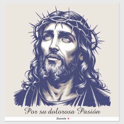 Por su dolorosa Pasión - Portrait Jesu Aufkleber (Blatt)
