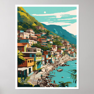 Porau-Prince Haiti Vintage Travel Illustration Poster