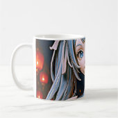 Porcelain Anime Girl Under Lantern Lights Kaffeetasse (Links)