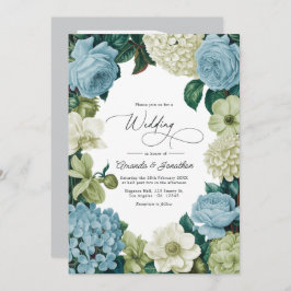 Porcelain Blue, Soft Sage & Ivory Wedding Einladung