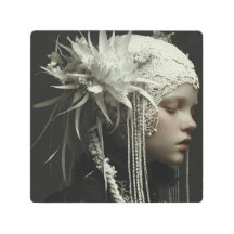 Porcelain Girl Floral Lace Headdress Portrait