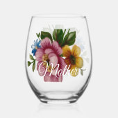 Porcelain Inspired Floral Drinkware Set Weinglas Ohne Stiel (Vorderseite)