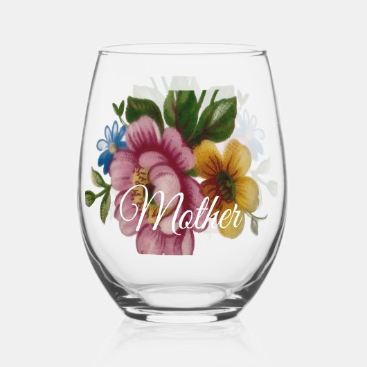 Porcelain Inspired Floral Drinkware Set Weinglas Ohne Stiel (Rückseite)