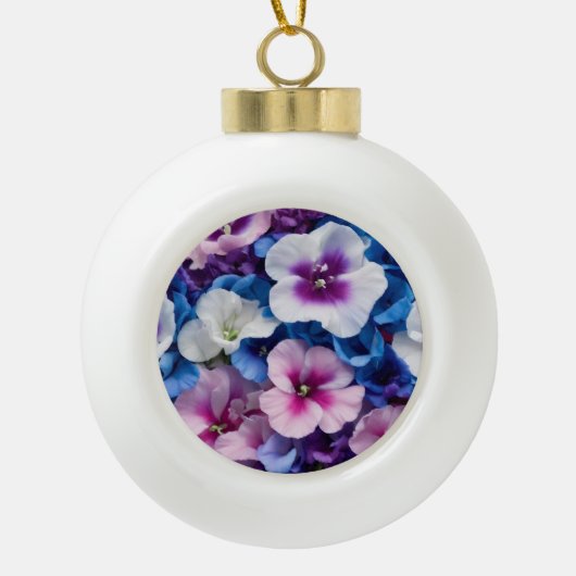 Porcelain Petals Elegance Keramik Kugel-Ornament (Vorderseite)