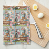 Porch Kitty Floral Patchwork Scene Geschirrtuch (Viertel Falte)