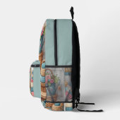 Porch Kitty Florales Patchwork-Szene Bedruckter Rucksack (Rechts)