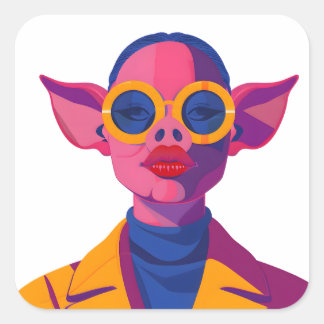 Porcine Beauty Quadratischer Aufkleber