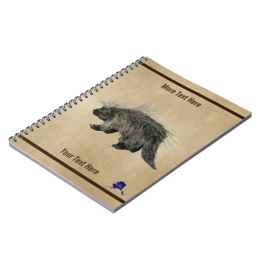 Porcupine auf altem Papier Notizblock (Linke Seite)