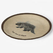 Porcupine auf altem Papier Pappteller (Schrägansicht)