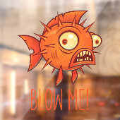 Porcupine Blowfish Cartoon - Blasen Fensteraufkleber (Blatt 2)