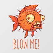 Porcupine Blowfish Cartoon - Blasen Fensteraufkleber (Blatt)