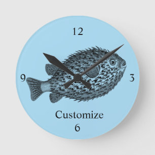 Porcupine blowfish Thunder_Cove   Runde Wanduhr