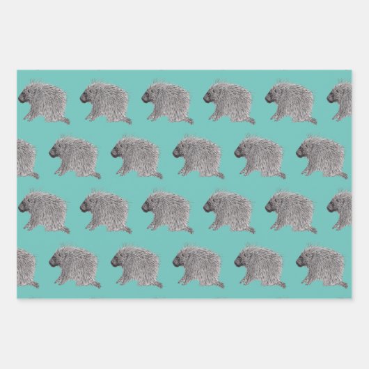 Porcupine, Eichhörnchen und Fauna Geschenkpapier Set (Vorderseite)