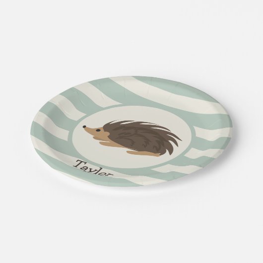 Porcupine, Igel, hellgrün Pappteller (Schrägansicht)