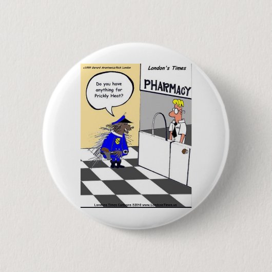 Porcupine Police Funny gibt T-Shirts und Sammlerst Button (Vorderseite)