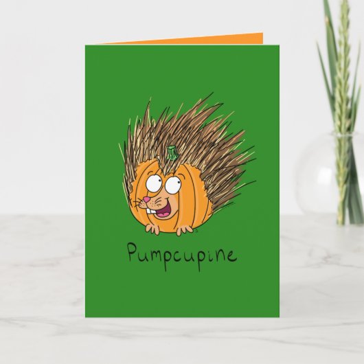 Porcupine Pumpkin - Funny Halloween Grußkarte Karte (Vorderseite)