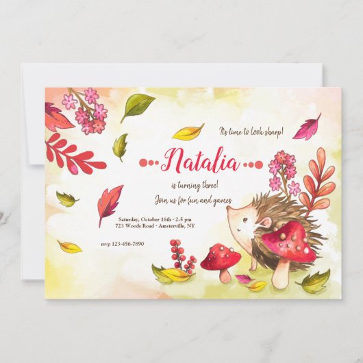 Porcupine Süsse Geburtstagsparty Einladung (Vorderseite)