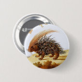 Porcupine - Vintage Porcupine-Malerei (Detail) Button (Vorne & Hinten)