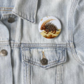 Porcupine - Vintage Porcupine-Malerei (Detail) Button (Beispiel)
