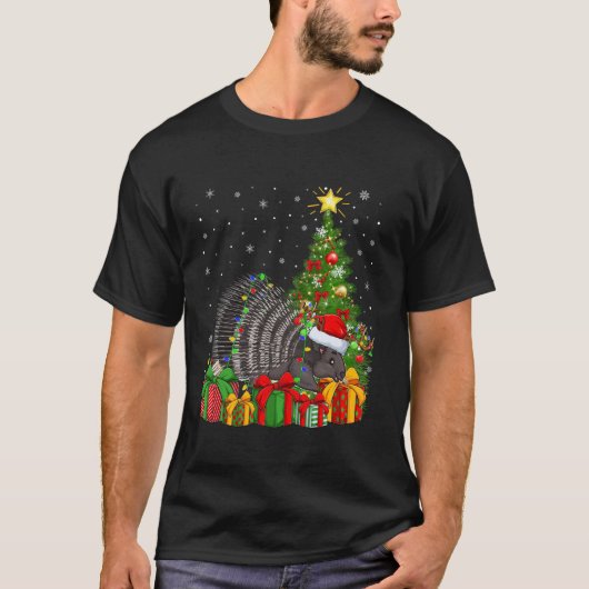 Porcupine Xmas Tree Lighting Weihnachtsmannmütze P T-Shirt (Vorderseite)