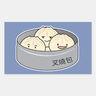 Pork Bun dim sum Chinesisches Frühstück gedämpft G Rechteckiger Aufkleber