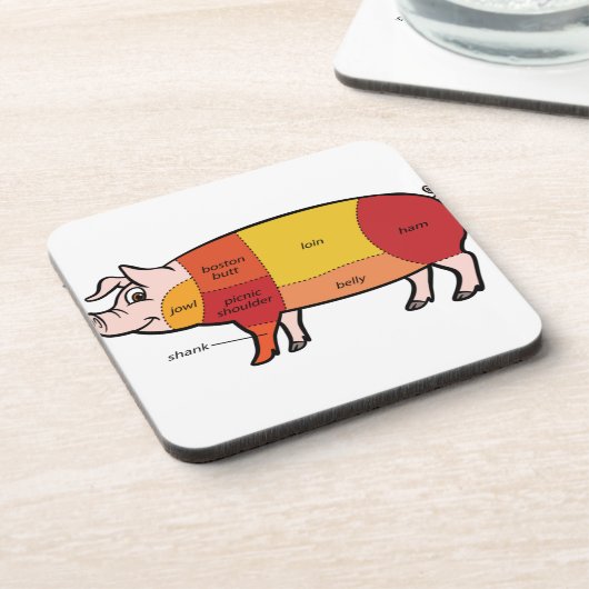 Pork Butcher Chart Getränkeuntersetzer (Linke Seite)