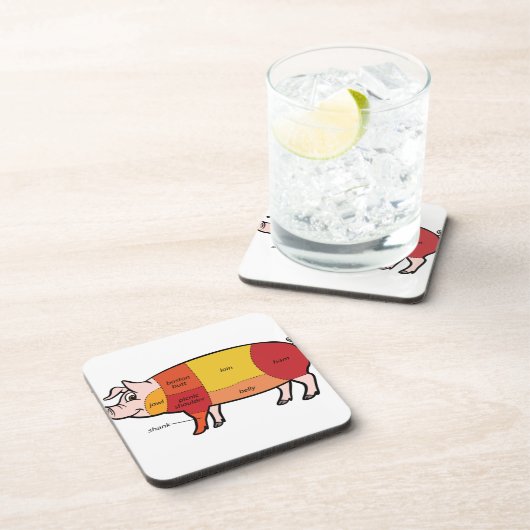 Pork Butcher Chart Getränkeuntersetzer (Rechte Seite)