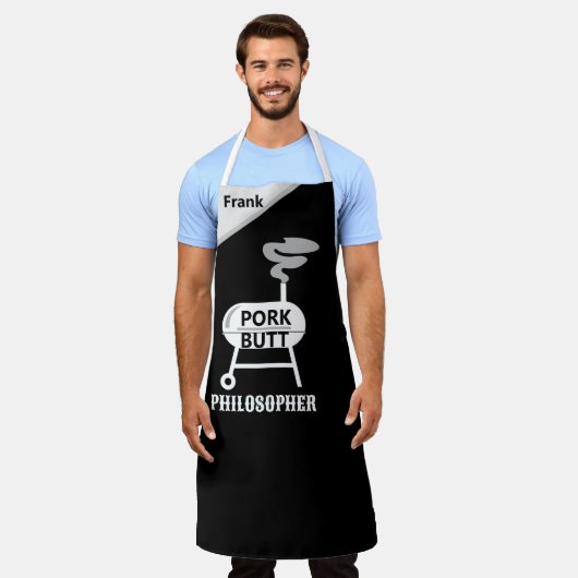 "Pork Butt Philosopher" Apron - BBQ Wisdom Schürze (Getragen)