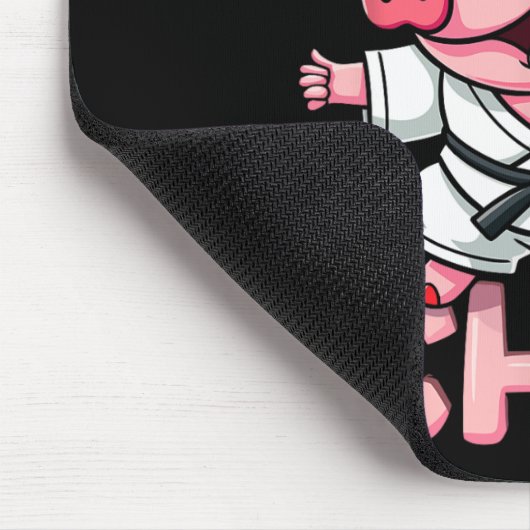 Pork Chop Funny Karate Pig Martial Mousepad (Ecke)