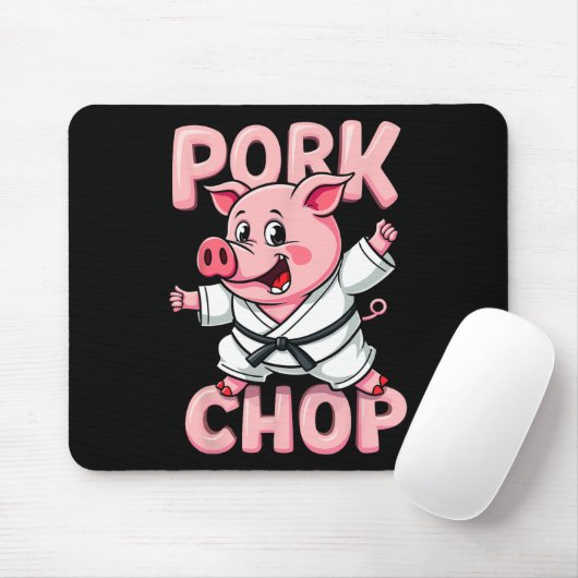 Pork Chop Funny Karate Pig Martial Mousepad (Mit Mouse)