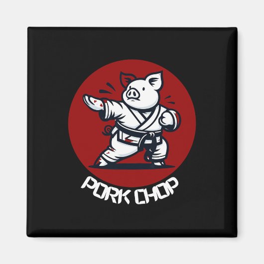 Pork Chop Karate Pig Funny Pun Martial Arts Magnet (Vorne)