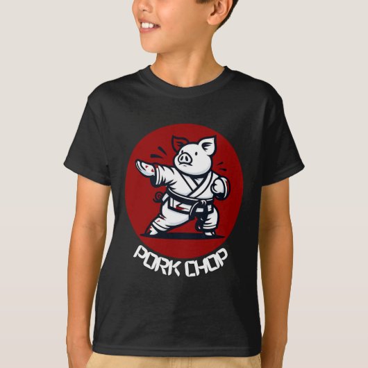 Pork Chop Karate Pig Funny Pun Martial Arts T-Shirt (Vorderseite)