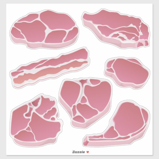Pork Cuts Icons Set Aufkleber (Blatt)