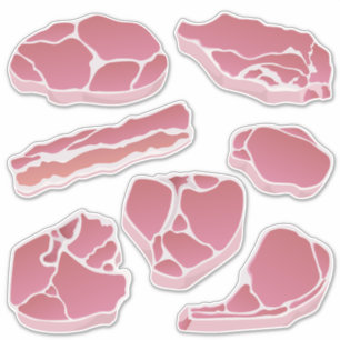 Pork Cuts Icons Set Aufkleber
