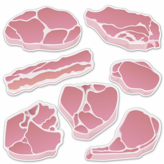 Pork Cuts Icons Set Aufkleber (Vorderseite)