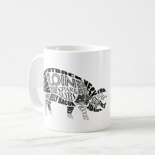 Pork Cuts Typogram Word Cloud Kaffeetasse