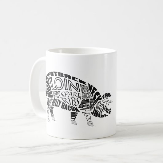 Pork Cuts Typogram Word Cloud Kaffeetasse (Vorderseite Links)
