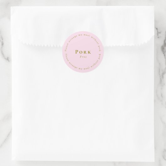 Pork-Free Request Sticker, Light pink Runder Aufkleber (Tasche)