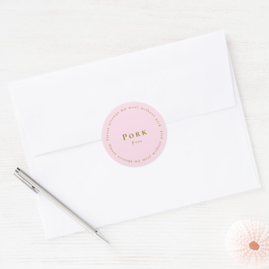Pork-Free Request Sticker, Light pink Runder Aufkleber (Umschlag)