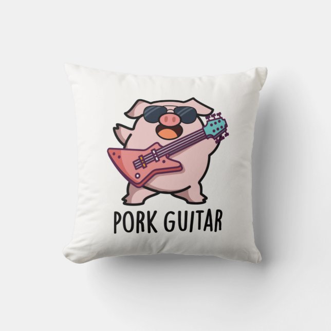 Pork Guitar Funny Rock Guitar Pig Pub Kissen (Vorderseite)