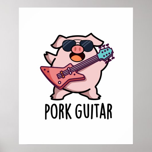 Pork Guitar Funny Rock Guitar Pig Pub Poster (Vorne)