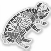 Pork Parts Schneidet Word Cloud Typogramm Aufkleber (Vorderseite)