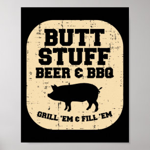 Pork Stuff Grillen Grill Em Byrbecue Pig Fleisch G Poster
