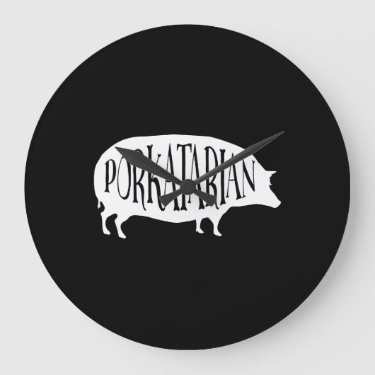 Porkatarian Vintage BBQ Pig Große Wanduhr (Vorderseite)
