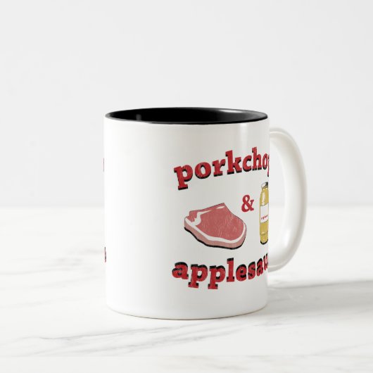 porkchops u. Apfelmus Zweifarbige Tasse (VorderseiteRechts)
