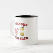 porkchops u. Apfelmus Zweifarbige Tasse (Vorderseite Links)