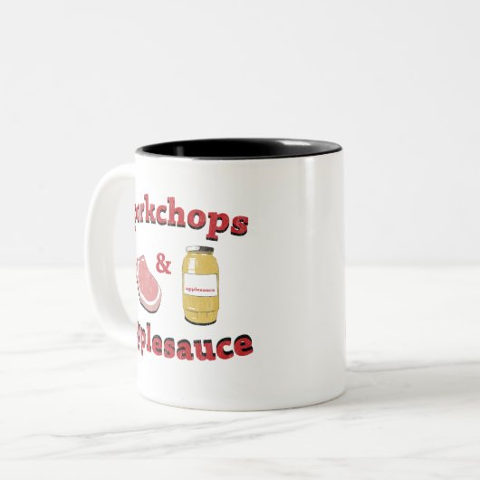 porkchops u. Apfelmus Zweifarbige Tasse (Vorderseite Links)